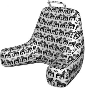 Наволочка для шведской подушки для чтения Lunarable, с повторяющимся узором в виде лошади из Далекарли, скандинавский фольклор, мягкая набивная наволочка, размер XL, угольно-серый и белый цвета., Charcoal Grey And White