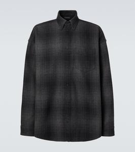 Проверенная фланелевая рубашка из смесовой шерсти Balenciaga, Grey/Black