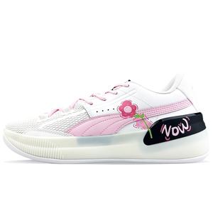 PUMA Кроссовки баскетбольные Clyde Hardwood мужские низкие розово-белые, цвет White