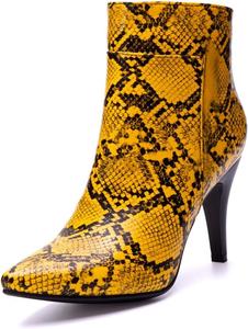 Женские модные ботильоны с острым носком, с боковой молнией, на шпильке, зимние короткие сапожки JOEUSTY, Yellow