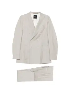 Костюм в тонкую полоску с двубортным пиджаком Boss, серый