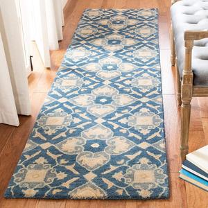 Ковер-дорожка SAFAVIEH, 69 x 275 см, Wyndham Collection, Blue & Grey, ручной работы из современной шерсти, идеален для помещений с высокой проходимостью в гостиной, спальне (WYD614A)