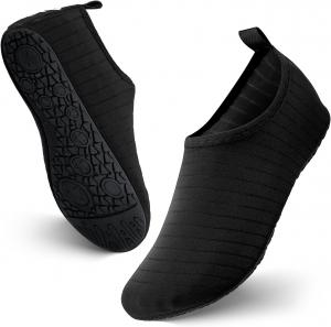 Водные обувь JOTO для женщин и мужчин, быстро сохнущие, дышащие аква-носки с гибкой нескользящей резиновой подошвой, легкие босоногие аква-носки для плавания, пляжа, йоги, упражнений, бассейна, кемпинга, снорклинга, серфинга, каякинга, черный