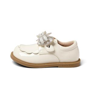 Повседневные лоферы в стиле преппи, низкие детские кожаные туфли для детей Snoffy, слоновая кость