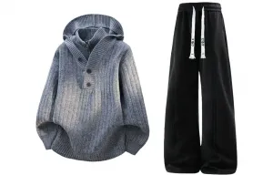 Повседневный худи Unisex Casual Sportswear X1617, серый sweater+черный pants