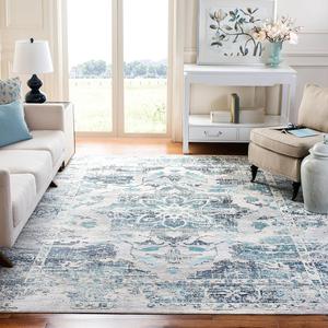 Ковер SAFAVIEH, 275 x 366 см, Aria Collection, Cream & Grey, дизайн Oriental Medallion Distressed, без линьки и простой в уходе, идеален для помещений с высокой проходимостью в гостиной, спальне (ARA739A)