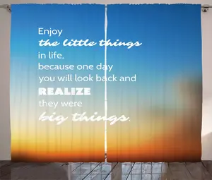 Штора в деревенском стиле с надписью ABAKUHAUS, слоган на размытом фоне, штора для спальни, присборенная, с петлями и крючками, 280 x 175 см, цвет: оранжевый, синий, белый Abakuhaus