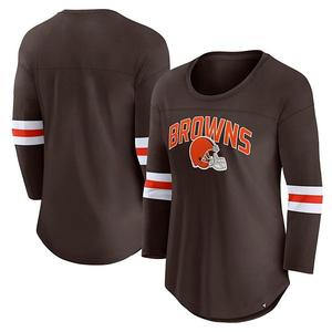 Женская футболка Cleveland Browns с логотипом First Team Arch, 3/4 рукава, коричневая Fanatics