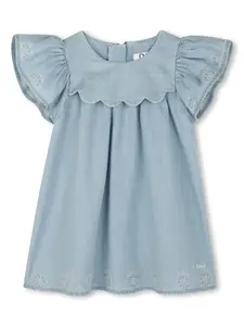 Джинсовое платье с короткими рукавами Chloé Kids, синий