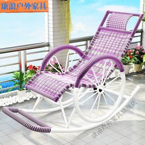 Yu Senyi Кресло-качалка из ротанга с двойными колесами, бело-фиолетовое