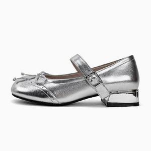 Туфли Мэри Джейн на массивном каблуке, женские, серебристые TAFN, Silver