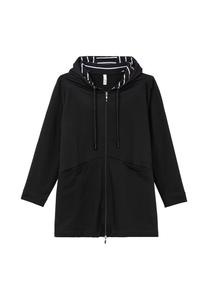 Толстовка с полосатой подкладкой с капюшоном Sheego, черный
