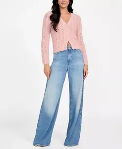 Женский кардиган Bea Open Stitch с длинными рукавами GUESS, розовый