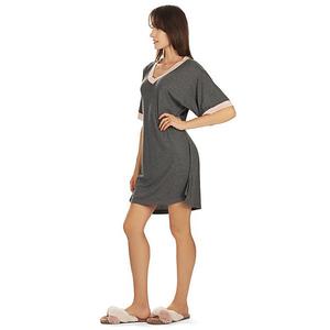 Женская пижама-рубашка из модала с контрастной отделкой Memoi, Gray Heather