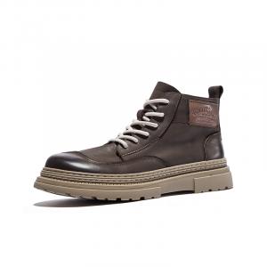 Hautton Jeans Короткие полусапоги мартин мужские - умбра на флисовой подкладке, цвет Umber Fleece-Lined