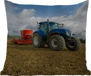 Подушка для улицы Трактор - синяя - Загородная жизнь - Облака - 60 x 60 см - водонепроницаемая - подушка для отдыха - декоративная - подушка для сна MuchoWow