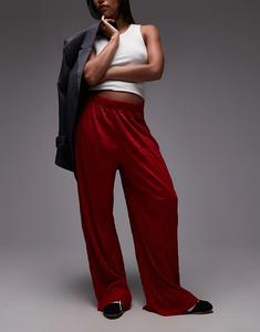Широкие брюки Topshop с мятой отделкой красного цвета