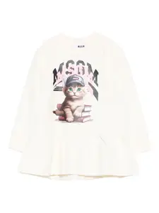 Платье с оборками и принтом Msgm Kids, нейтральный