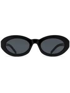 Солнцезащитные очки в овальной оправе с монограммой Saint Laurent Eyewear, черный