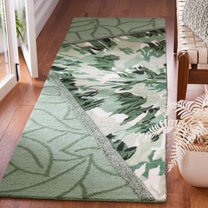 Ковер-дорожка SAFAVIEH, 69 x 244 см, Fifth Avenue Collection, Green & Ivory, ручной работы, современный абстрактный текстурированный из новозеландской шерсти, идеален для помещений с высокой проходимостью в гостиной, спальне (FTV127Y)