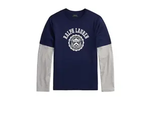 Футболка Polo Ralph Lauren Kids Logo Cotton Layered-Effect Tee, цвет Refined Navy
