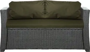 Подушки для садовой мебели из полираттана, зеленые | Подушка сиденья 112x60x7 см, подушки спинки 2x56x50 см | Подушки для садовых скамеек | Подушки для 2-местного ротангового дивана