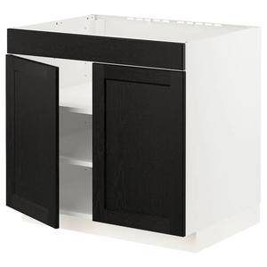 Базовая кабина с плитой/ящиком/полками/2 дверцами METOD IKEA, 80x60x70 см, цвет white/lerhyttan black stained