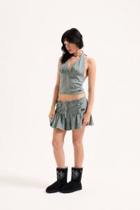 Юбка Juicy Couture LOOPBACK RUFFLE MINI, Duck Green/Green