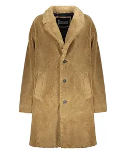 Пальто с воротником из искусственного меха Herno, коричневый