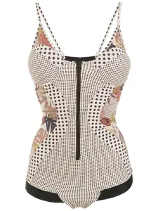 Купальник с геометричным принтом и вставками Amir Slama, нейтральный