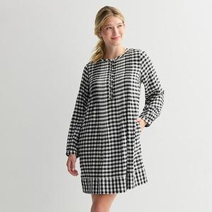 Женское платье с длинным рукавом и защипами Sonoma Goods For Life, Ivory Black Check