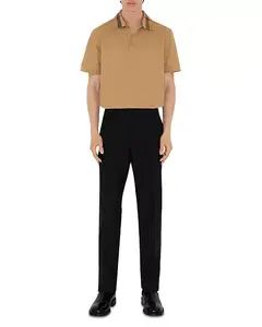 Хлопковая рубашка-поло Cody с клетчатым воротником Burberry, бежевый