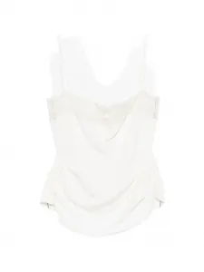 Кружевной топ с драпировкой Magda Butrym, бежевый