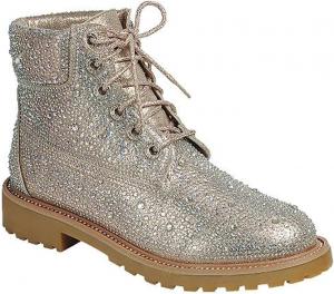 Женские ботильоны боевого стиля с шнуровкой и стразами Forever Link, Champagne Rhinestone