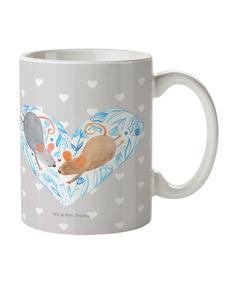 Детская кружка с рисунком мышки и сердца, без слов, пастельно-серого цвета Mr. & Mrs. Panda