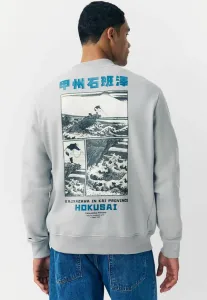 Толстовка с круглым вырезом и графическим принтом хокусая Next, Ice Grey