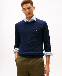 Мужской свитер с круглым вырезом из фактурного хлопка Tommy Hilfiger, Dark Night Navy