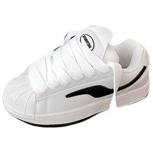 JimiXiong Женские низкие скейтбордские кеды бело-черные, цвет White Black