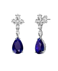 Серьги-Подвески из стерлингового серебра с покрытием из 14-каратного золота или белого золота Genevive, white