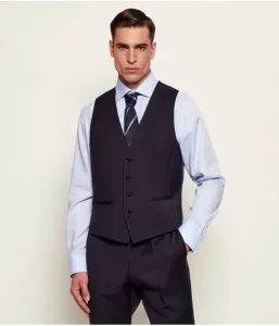 Огромный шерстяной жилет slim fit Boss, темно-синий