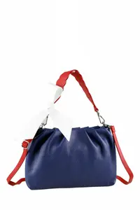 Сумка через плечо COLLEZIONE ALESSANDRO "Триколор" из кожи, с бантом, синий