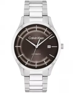 Мужские часы Iconic Automatic с серебристым браслетом из нержавеющей стали, 40 мм Calvin Klein