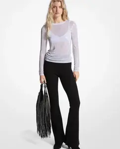 Женская сетчатая футболка с длинным рукавом Michael Michael Kors, белый