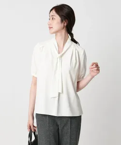 Блузка с коротким рукавом и бантом United Arrows, цвет Off White