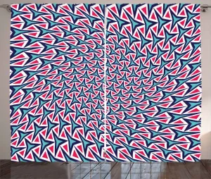 Шторы ABAKUHAUS в деревенском стиле, ретро-хипстерский абстрактный мотив, универсальные ленточные шторы для гостиной с петлями и крючками, 280 x 245 см, темно-кораллово-бирюзовый Abakuhaus