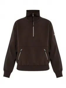 Свитшот на молнии четверть длины из комбинированных материалов Moose Knuckles, коричневый