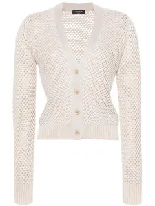 Кардиган рыхлой вязки с V-образным вырезом Fabiana Filippi, нейтральный