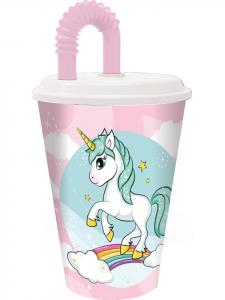 Стаканчик с трубочкой, пластиковый, 430 мл Einhorn