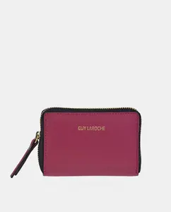 Маленький женский кожаный кошелек на молнии Guy Laroche, фуксия