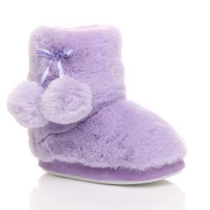 Сапогами меховые Ajvani с помпонами, сиреневый